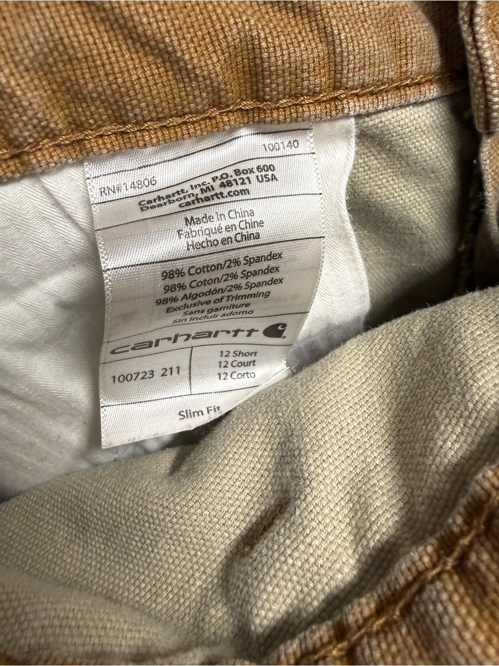 Carhartt Brown Double Knee Duck Utility Carpenter Slim Fit Work Pants - Picture 6 of 7